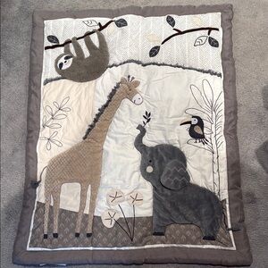 Gray and Cream Animal Theme Baby Quilt